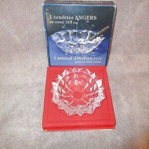 70s Vtg Cristal d' Arques France Cut Crystal Luxury Cigar Ashtray Poker Night
